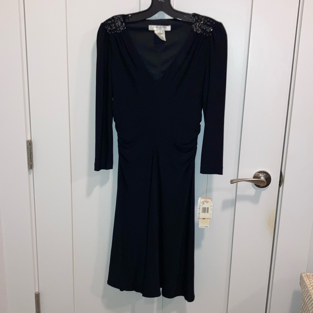 Petite NWT black cocktail dress. Evan-Picone.